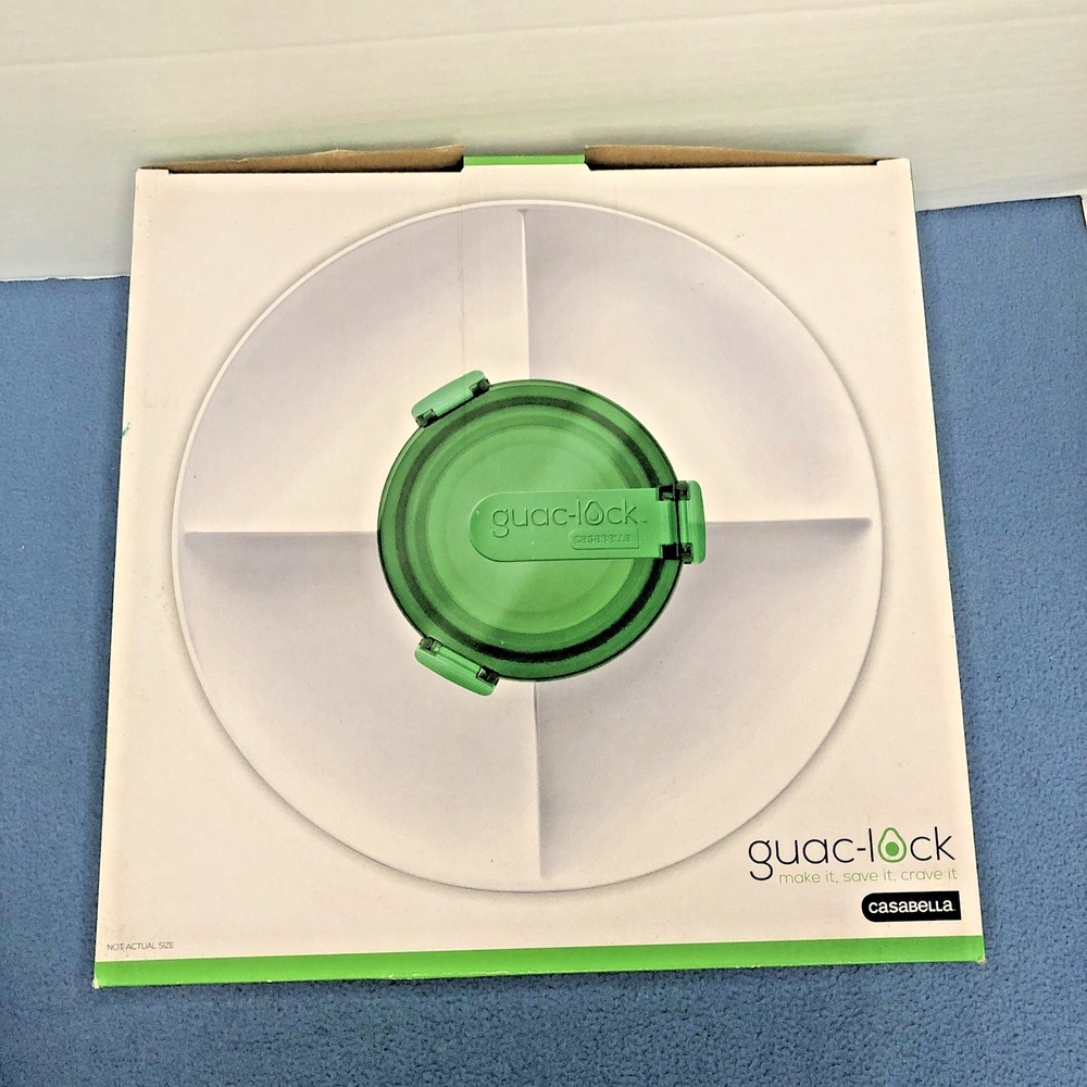 Casabella Guac-Lock Full Set - Green Guacamole Container‎ & White Chip Tray